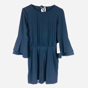 NWT Zara Navy Blue Bell Sleeve Short Romper S